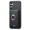 For Samsung Galaxy A35 5G Retro Cross Leather Ring Vertical Insert Card Bag MagSafe Phone Case(Black)