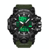 SANDA Green Light Alarm Clock Multifunctional Waterproof Shockproof Transparent Watch(Army Green)