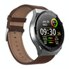 GW69 Plus Smart Watch, Support BT Call / Heart Rate / Blood Pressure / Blood Oxygen(Silver + Leather Strap Brown)