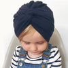 Baby Hat Cotton Soft Turban Knot Summer Bohemian Kids Girls Newborn Cap(Navy Blue)