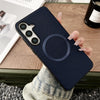 For Samsung Galaxy S25 5G CD Magsafe Magnetic Litchi Texture Phone Case(Blue)