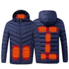 9 Zone Double Control Blue USB Winter Electric Heated Jacket Warm Thermal Jacket, Size: XL