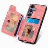 For Samsung Galaxy S25+ 5G Retro Skin-feel Ring Multi-card Wallet Phone Case(Pink)