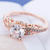 1 Pair Women Fashion Micro-inlaid Zircon Engagement Ring Princess Queen Aristocratic Temperament Couple Ring(Rose Gold US size: 10)