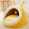 Cosy Semi-Enclosed Pet Bed (S, Yellow) - Cat & Dog Kennel Pad