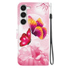 For Samsung Galaxy S23+ 5G Crystal Texture Colored Drawing Leather Phone Case(Pink Butterflies)