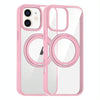 For iPhone 12 High Transparency 360 Degree Rotating Holder MagSafe Phone Case(Pink)