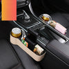 Car Multi-functional Driver Seat Console PU Leather Box Cigarette Lighter Charging Pocket Cup Holder Seat Gap Side Storage Box(Beige)