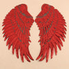 Red A Pair Sequin Feather Wing Shape Clothing Patch Sticker DIY Clothing Accessories, Size:Small 20.5 x 10cm
