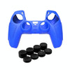 For PS5 Gamepad Silicone Protective Case Anti-Skid Soft Silicone Cover, Color: Blue+8 Hats