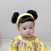Children Cute Bud Dual Bun Hair Wig Baby Versatile Headdress Bangs Hair Bands(Pink)