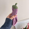 For iPhone 14 Plus Cartoon 3D Eggplant Silicone Phone Case(Purple)