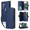For Samsung Galaxy A15 Nine-card Slots Zipper Wallet Bag Leather Phone Case(Blue)
