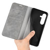 For Samsung Galaxy S25 5G Retro-skin Magnetic Suction Leather Phone Case(Grey)
