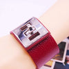 Punk Wide Leather Bracelets Bangles for Women Cuff Bracelet (Red)