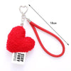 Imitation Wool Plush Heart Keychain Mobile Phone Wrist Lanyard(Purple)