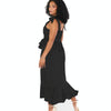 Women Elegant Slit Dress Commuting Sleeveless Knot Suspender Dress, Size: S(Black)