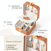 Portable Earrings Necklace Jewelry Box Chemical Storage Case PU Leather With Mirror(Brown)