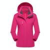 Women Outdoor Waterproof Jacket With Detachable Inner Warm Fleece for Camping Travel, Size: XXXL(Rose Red)