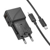 hoco AC24 Mini PD25W QC3.0 Universal Travel Charger with Type-C to 8 Pin Cable(Black)