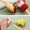 2pcs /Pack Christmas Dessert Fork And Spoon Set Portable Cute Cartoon Tableware, Style: Christmas Hat Silver