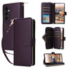 For Samsung Galaxy A24 Nine-card Slots Zipper Wallet Bag Leather Phone Case(Dark Purple)