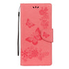 For Galaxy Note 8 Pressed Flowers Butterfly Pattern Horizontal Flip Leather Case with Holder & Card Slots & Wallet & Lanyard (Pink)