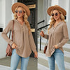 Autumn Winter V-Neck Loose Long Sleeve Hooded Sweatshirt Women Outerwear, Size: XL(Khaki)