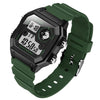 SANDA418 Square Wristwatch Swimming Waterproof Alarm Night light Male Student Watch Simple Fashion Sports Watch(Green)