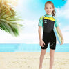 DIVE & SAIL WS-18813 2.5mm Children Warm Diving Suit One-piece Short-sleeved Sunscreen Snorkeling Suit Drifting Cold-proof Swimming Suit, Size: L(Gray Green Sleeve)