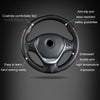 38cm Cowhide Embossed Hand-Stitched Double-Line Steering Wheel Cover(Black Red Line)