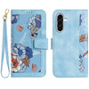 For Samsung Galaxy A26 5G Floral Pattern Leather Phone Case with Lanyard(Light Blue)