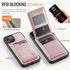 For iPhone 14 Plus AutSpace A12 MagSafe Magnetic RFID Card Bag Phone Case(Rose Gold)