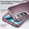 For Samsung Galaxy S22+ 5G 3 in 1 Rugged Holder Phone Case(Purple+Pink)