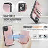 For iPhone 15 AutSpace A12 MagSafe Magnetic RFID Card Bag Phone Case(Rose Gold)