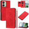 For Redmi 13C 4G / 5G Tulips Embossed Leather Phone Case with Lanyard(Red)