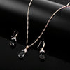 Fashion Diamond Ladies Crystal Zircon Drop Necklace Earring Set(Black)