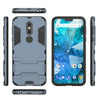 Shockproof PC + TPU Case for Nokia 7.1, with Holder(Navy Blue)