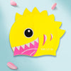 HAIZID Cute Cartoon Waterproof Silicone Children Swimming Cap(Shark Tooth Yellow)