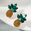 1 Pair Alloy Inlaid Colorful Rhinestone Pineapple Earrings(Green)