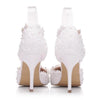 Women Shoes Lace Pearl Princess Pointed Shoes, Size:35(White 5.5 cm)