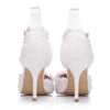 Women Shoes Lace Pearl Princess Pointed Shoes, Size:42(White 9.5 cm)