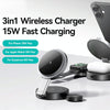 USAMS CD234 Folding 3-in-1 Magnetic Wireless Fast Charger(Gun Color)