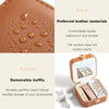Portable Earrings Necklace Jewelry Box Chemical Storage Case PU Leather With Mirror(Brown)