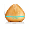 Peach Shape Wood Grain Remote Control Ultrasonic Humidifier Aromatherapy Machine Automatic Alcohol Sprayer with LED Lights, Capacity: 400mL, EU Plug (Light Wood Color)