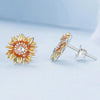 S925 Sterling Silver Plated Yellow Sunflower Stud Earrings