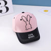 C0477 Cartoon Long-Eared Rabbit Pattern Baby Baseball Hat Children Peaked Cap, Size: 50cm Adjustable(Pink Top Black Brim)