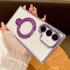 For Samsung Galaxy S25+ 5G Transparent MagSafe Holder Phone Case with Lens Film(Purple)