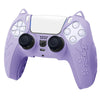 For Sony PS5 Cat Ear Shape Gamepad Silicone Protective Case(Purple)