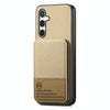 For Samsung Galaxy A36 Twill Fabric Leather Vertical Flip RFID Card Bag Phone Case(Khaki)